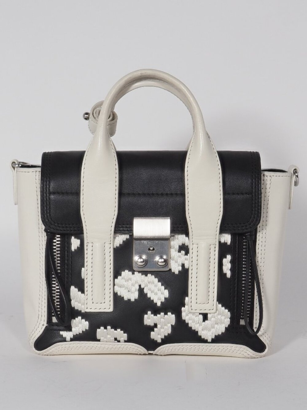 3.1 Phillip Lim Pashli Mini Satchel Black White Leather Crossbody Bag